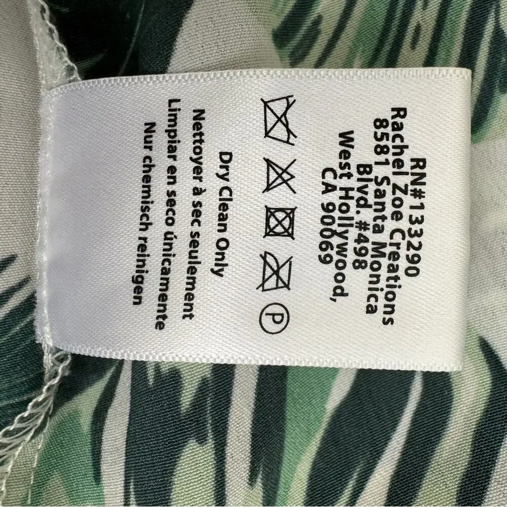 Rachel Zoe Palm Print Caftan in Green and White One Size